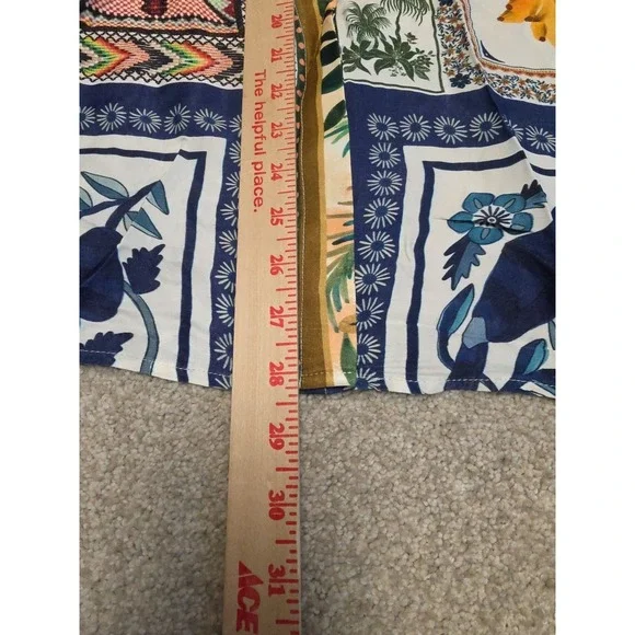 Farm Rio Tropical Mixed Scarfs Patterned Button Up Shirt Sz XL Beach Vacation - Picture 9 of 9